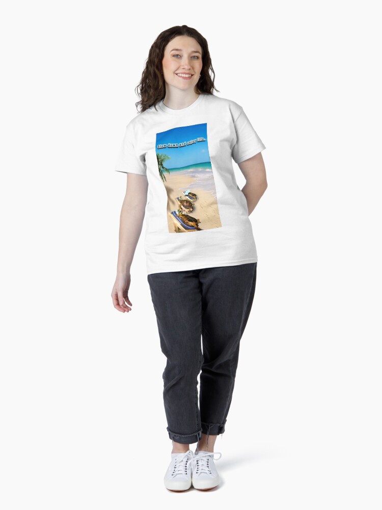Thumbnail 4 of 7, Classic T-Shirt, Turtles Relaxing on the Beach designed and sold by LuckyTortoise.