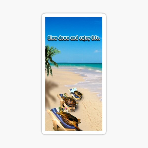 Turtles Relaxing on the Beach Sticker