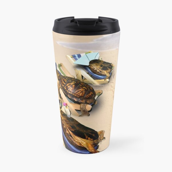 Turtles Relaxing on the Beach Travel Mug