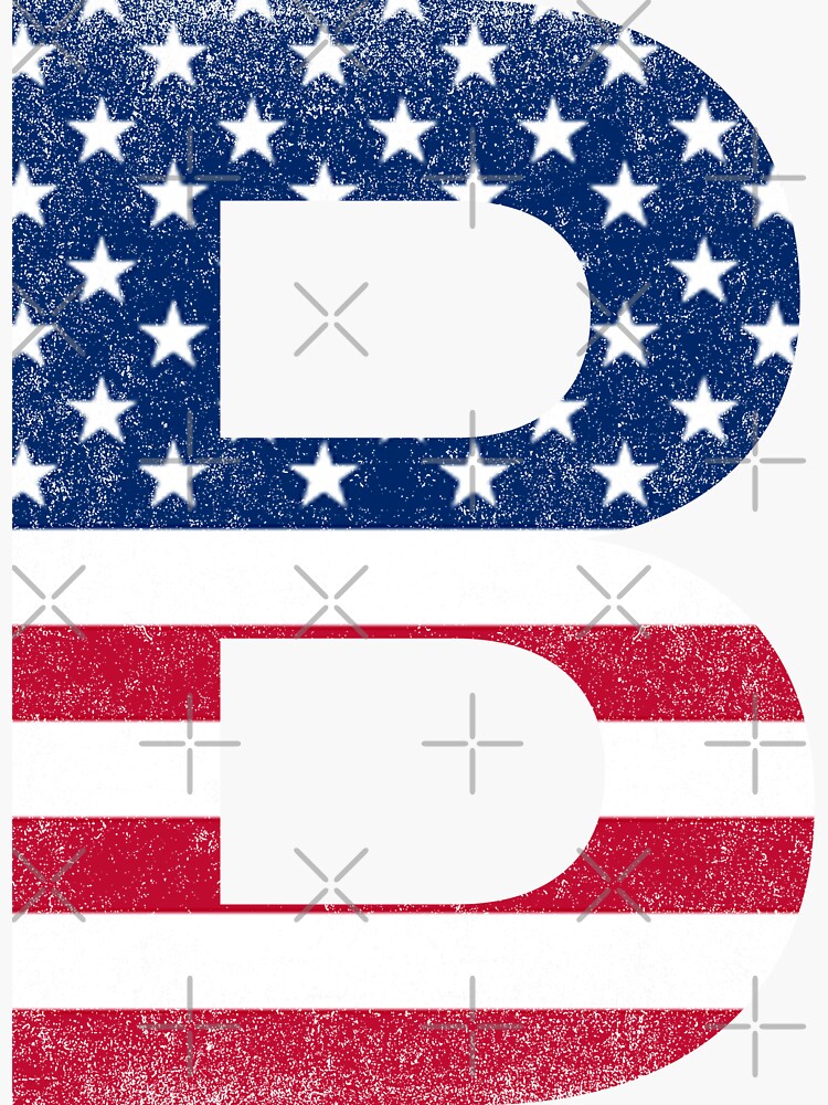 "Vintage Letter B Capital Alphabet American Flag B Gift" Sticker For ...