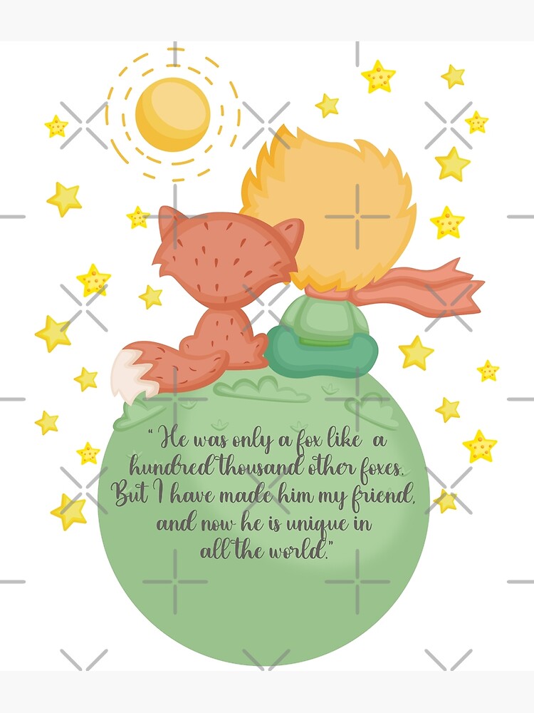 Disover The Little Prince and the Fox English version Premium Matte Vertical Poster