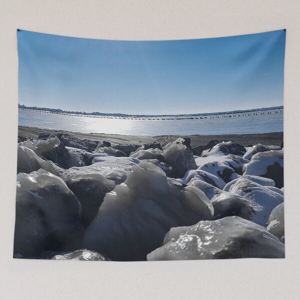 Item preview, Frozen lake with glazed frost stones and snow | The Netherlands designed and sold by felinefeelings.