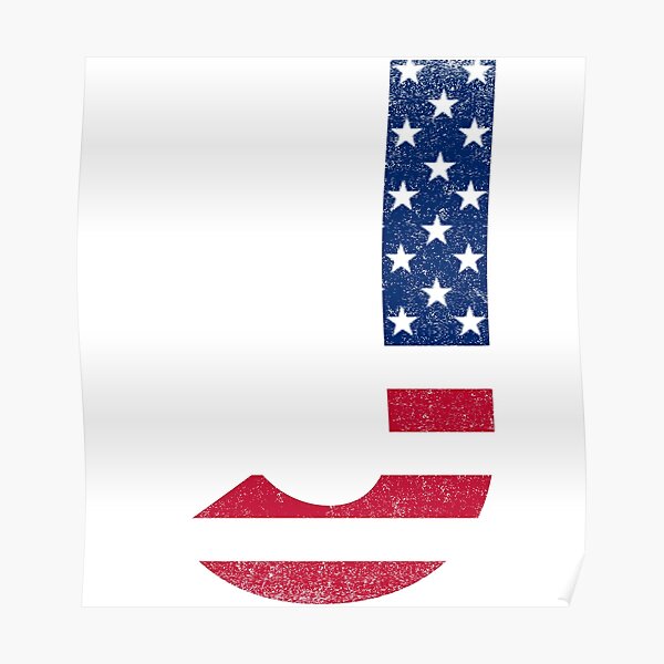 "Vintage Letter J Capital Alphabet American Flag J Gift" Poster for