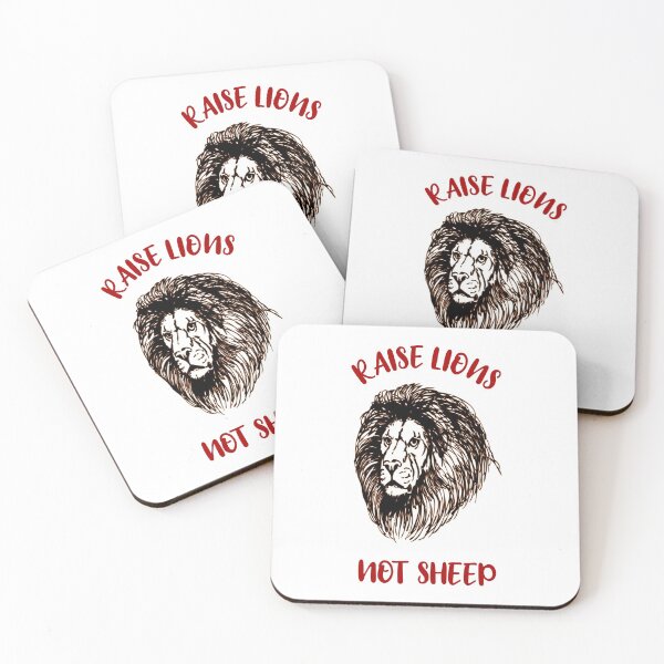 Item preview, Raise lions not sheep classic quote vintage black and white lion head with dark brown overtones design - aesthetic cursive dark red burgundy typography designed and sold by Deegital18.
