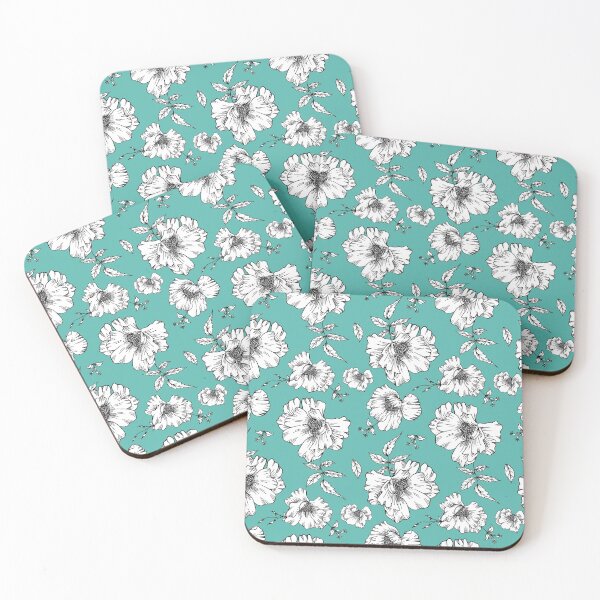 Item preview, Mono Floral Teal Turquoise designed and sold by cardtroversial.