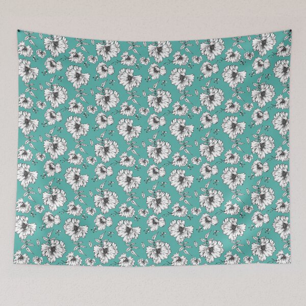 Item preview, Mono Floral Teal Turquoise designed and sold by cardtroversial.