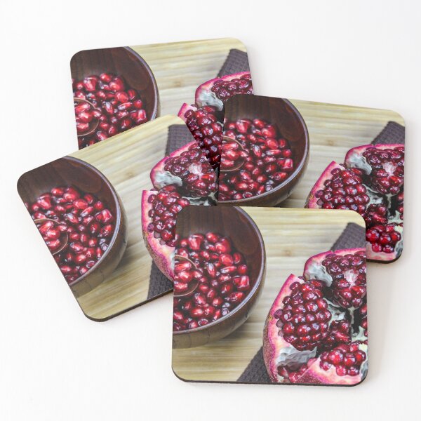 Item preview, Pomegranate seeds on a wooden spoon in a bowl designed and sold by Mahirov Shop.