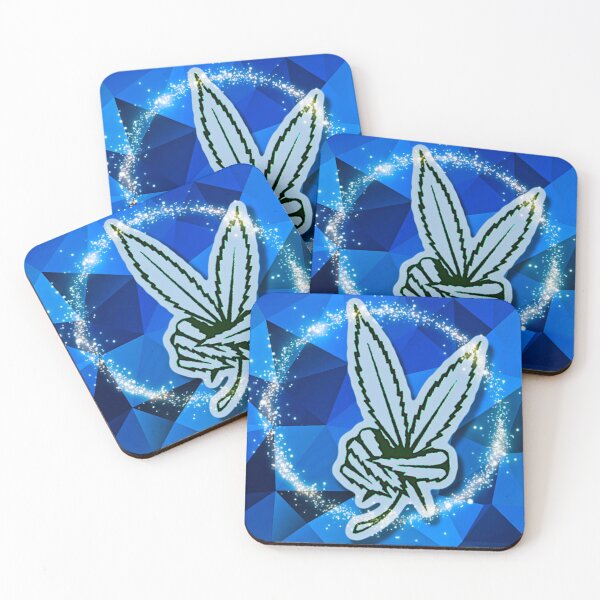Artikelvorschau, Frieden und Cannabis Blaue Polygone entworfen und verkauft von Electric Mystic Art Merch.