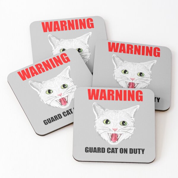 Item preview, Beware Guard Cat (blanco) designed and sold by michelleachan.