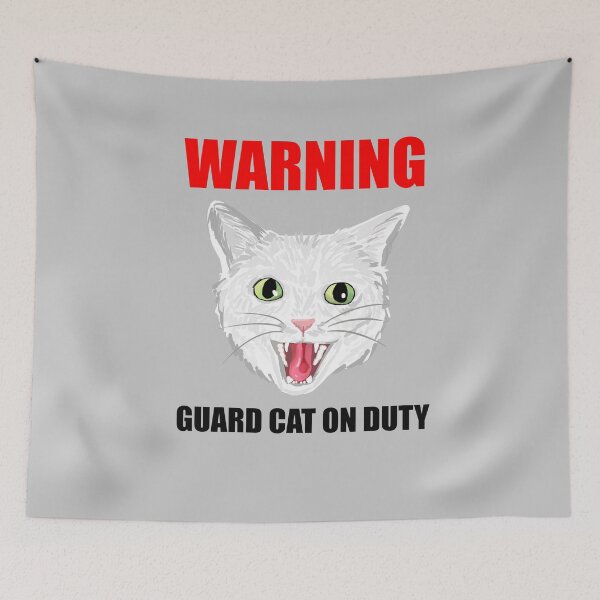 Item preview, Beware Guard Cat (white) designed and sold by michelleachan.