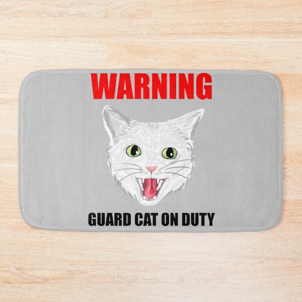 Item preview, Beware Guard Cat (white) designed and sold by michelleachan.
