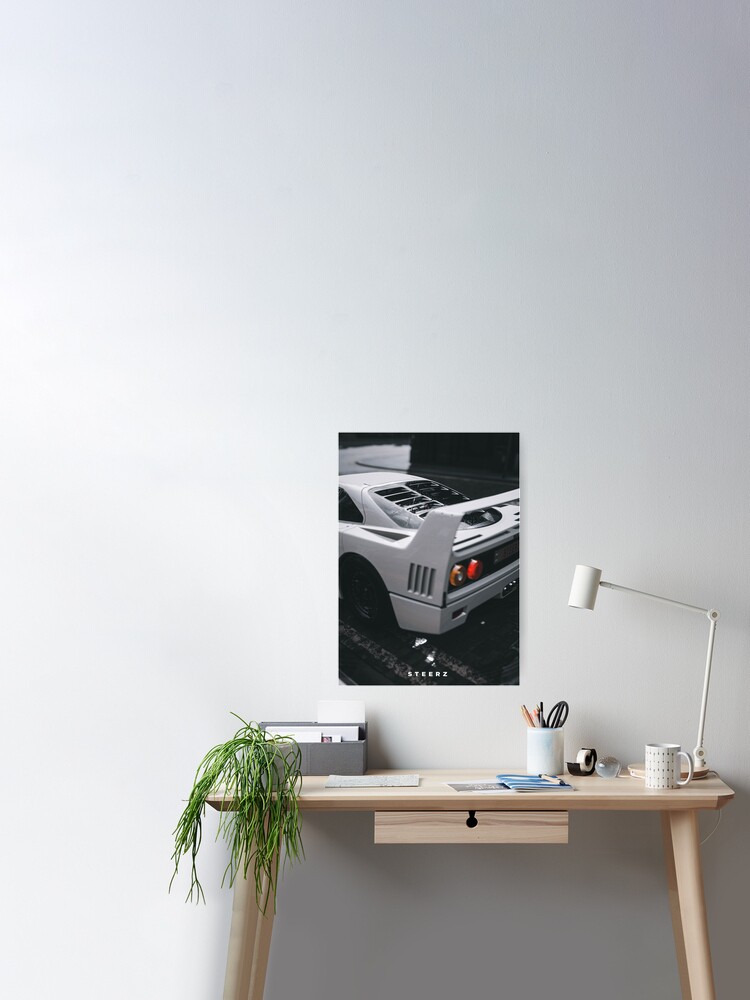 Ferrari F40 white modern style poster desings minimalistic home