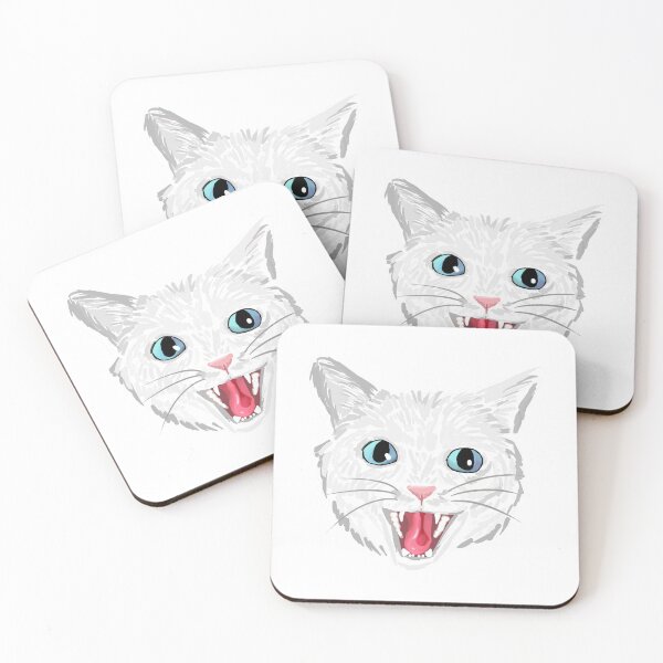 Item preview, White cat hissing (blue eyes) designed and sold by michelleachan.