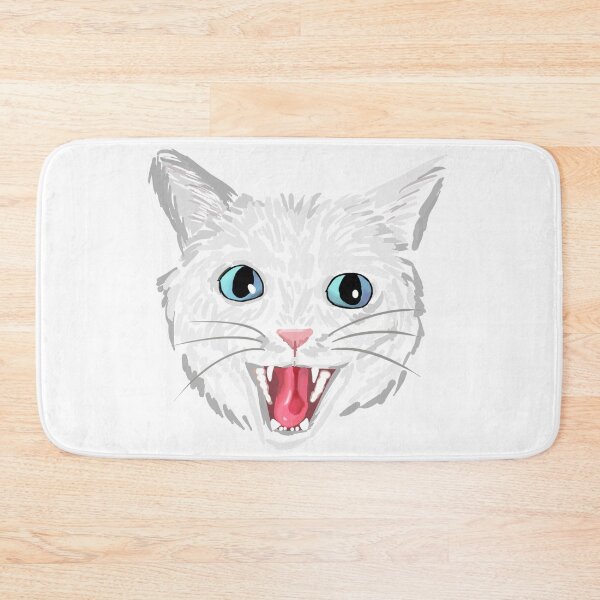 Item preview, White cat hissing (blue eyes) designed and sold by michelleachan.