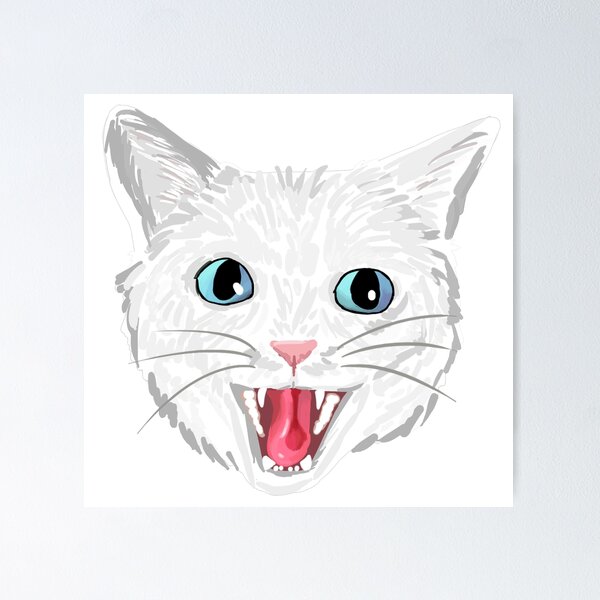 Mad Cat Angry Hissing or Coughing Cat Poster Print Paper OR Wall Vinyl