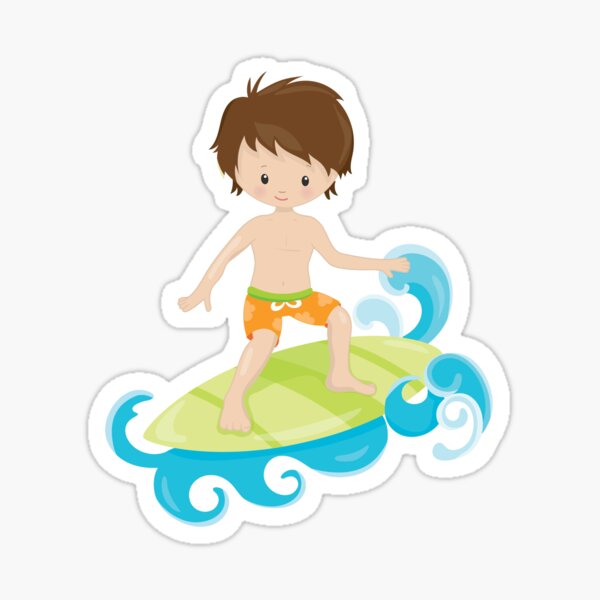 Hang Ten Little Surfer Boy Sticker