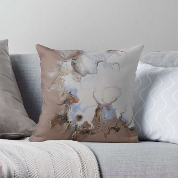 When earth meets the clouds - Dutch Pour Acrylic Fluid Art Throw Pillow