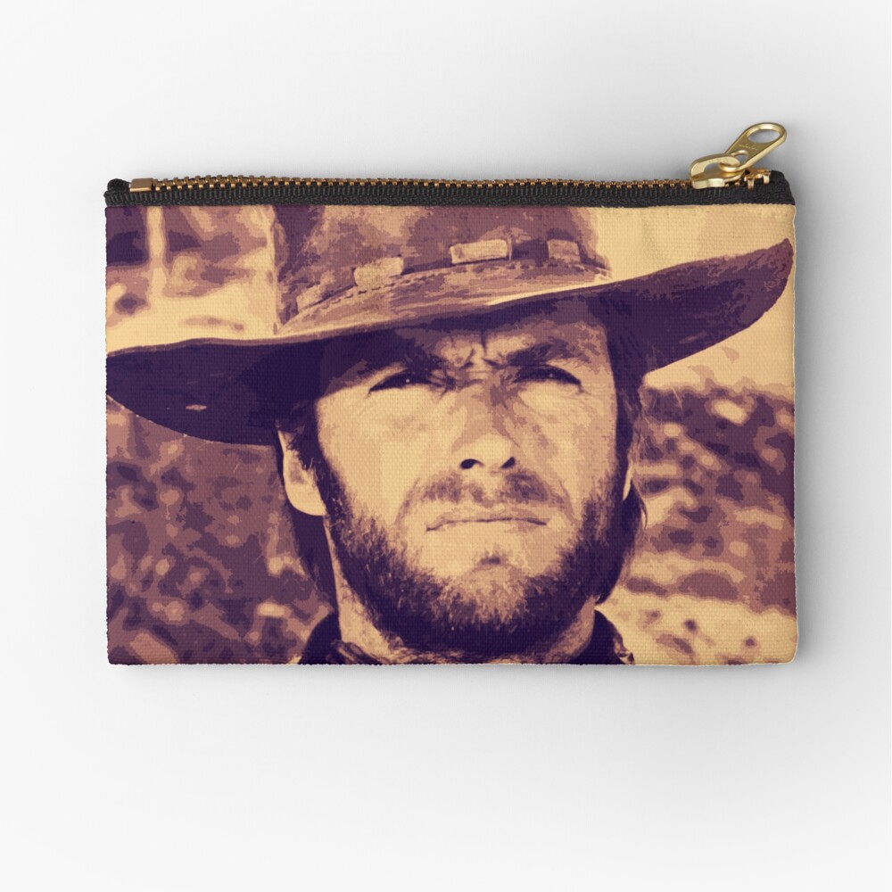 CLINT EASTWOOD - Clint Eastwood Cowby Hat Portrait Original Art Zipper Pouch
