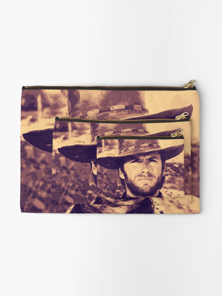 Alternate view of CLINT EASTWOOD - Clint Eastwood Cowby Hat Portrait Original Art Zipper Pouch