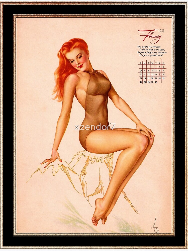 "Miss February Varga Girl 1946 Pinup Calendar by Alberto Vargas PinUp