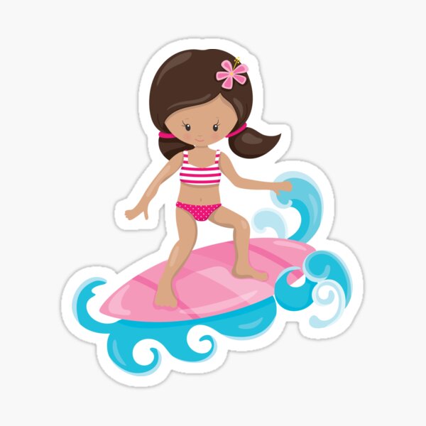 Hang 10 Little Surfer Girl Sticker