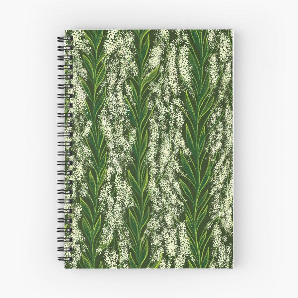 Item preview, Twigs with green leaves and white flowers on dark green background designed and sold by IrinaIkar.