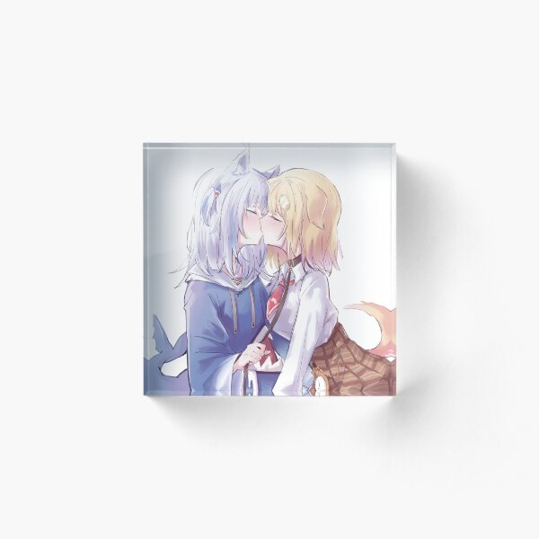 Amelia Watson x Gawr Gura Kissing Acrylic Block