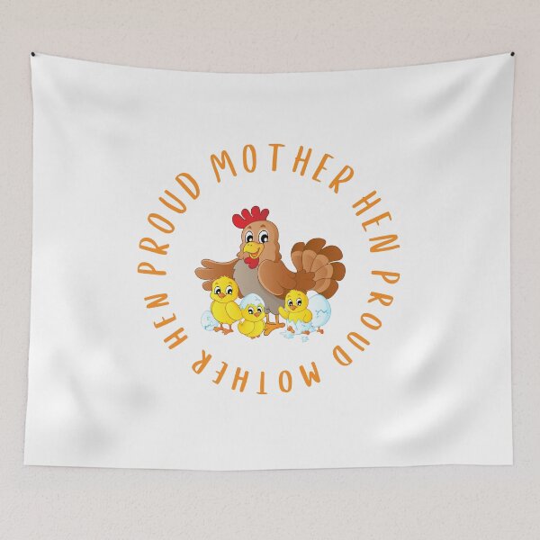 Item preview, Proud mother hen and chicks (orange text, full circle) designed and sold by HBThoughts.