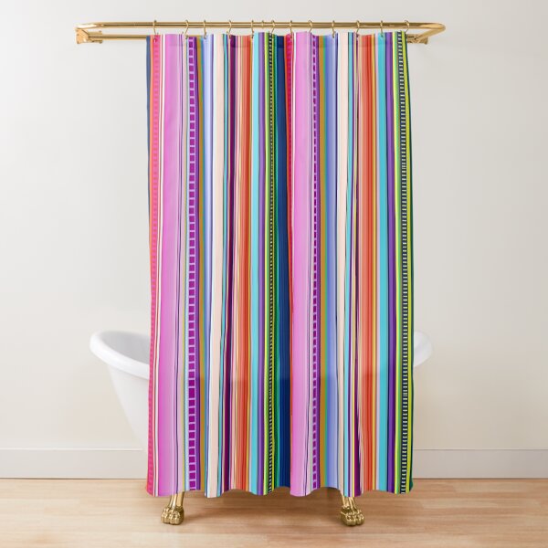 Rainbow colorful serape Mexican blanket inspired stripe Shower Curtain