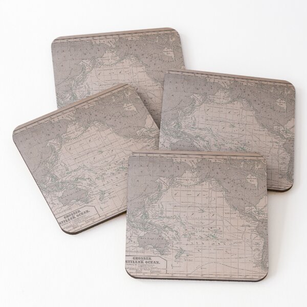 Item preview, pacific ocean historic vintage map designed and sold by ffpdsgn.