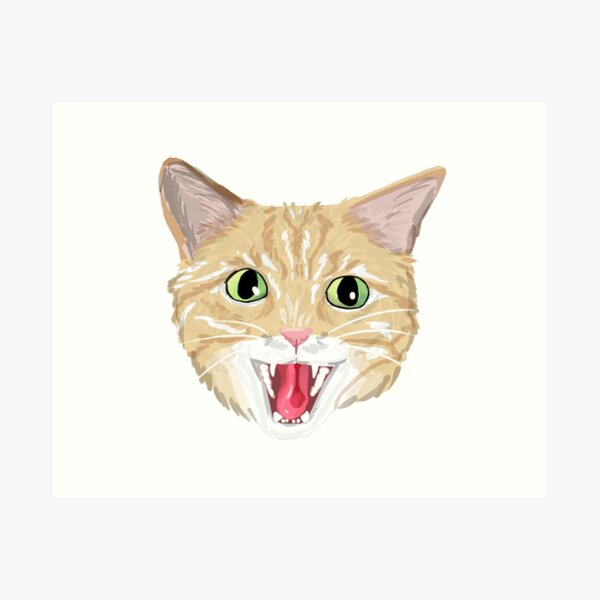 Mad Cat Angry Hissing or Coughing Cat Poster Print Paper OR Wall Vinyl