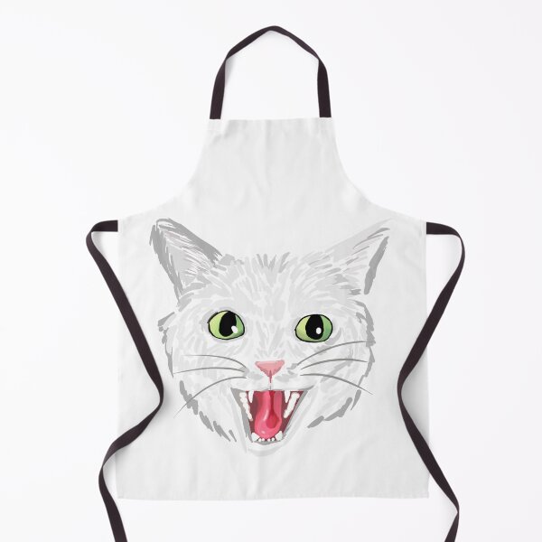 Item preview, White cat hissing (green eyes) designed and sold by michelleachan.