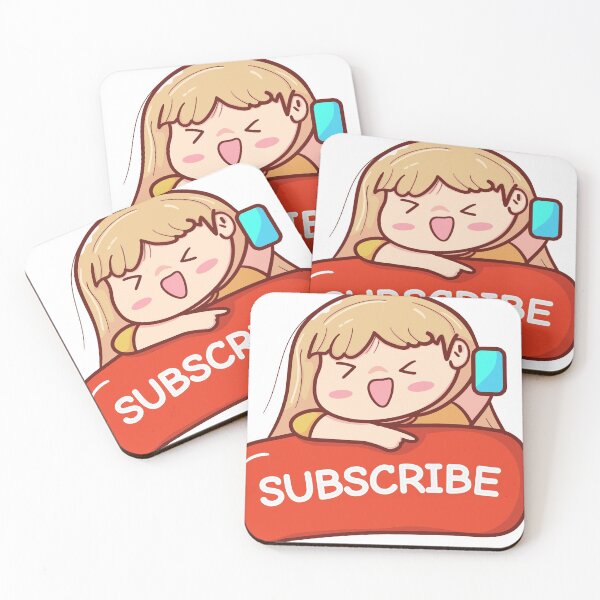 Item preview, subscribe my channel with cute girl cartoon illustration designed and sold by MAAQDesign.
