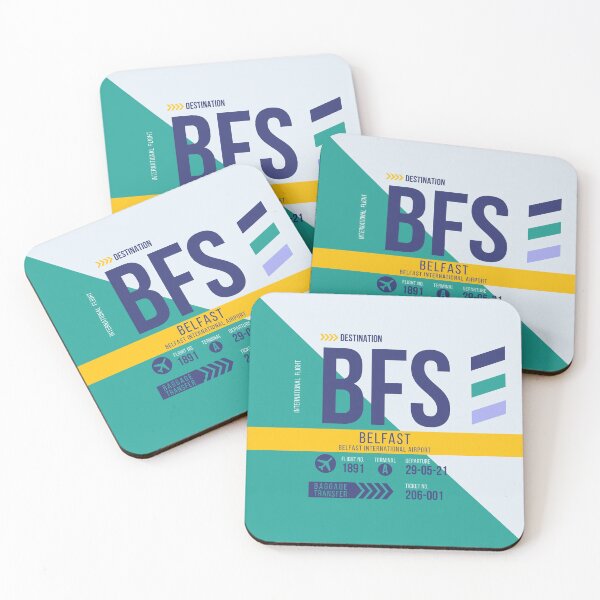 Item preview, Belfast (BFS) Airport Code Baggage Tag designed and sold by SLAG-Creative.