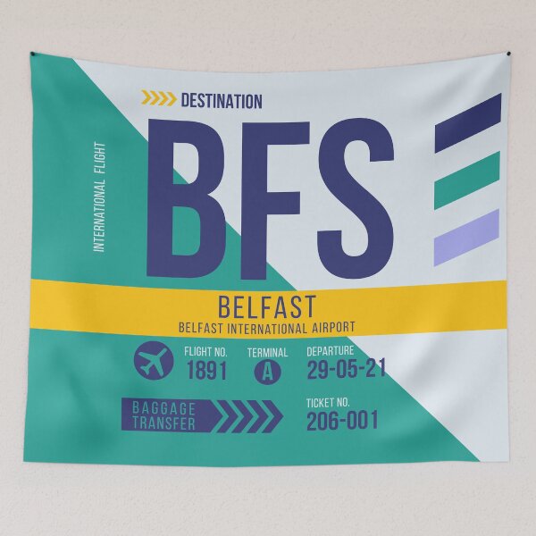 Item preview, Belfast (BFS) Airport Code Baggage Tag designed and sold by SLAG-Creative.