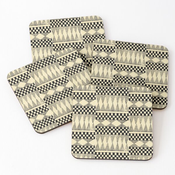 Item preview, Tribal Checked Black Yellow Geometric pattern designed and sold by dreamofdenim.