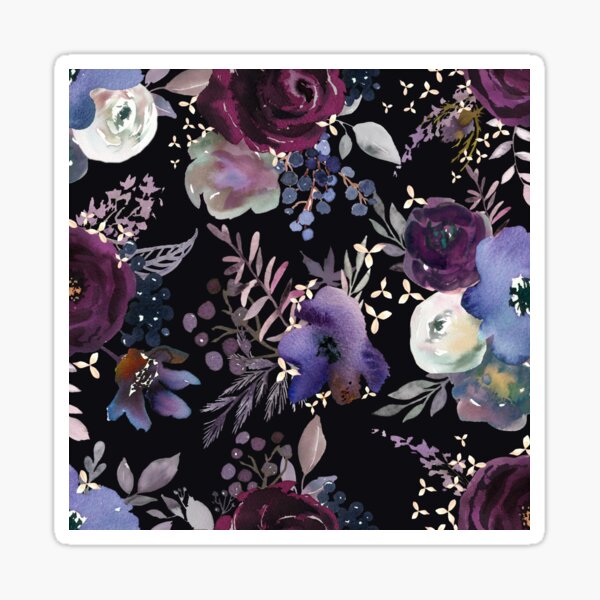 Moody dark watercolor floral  Sticker
