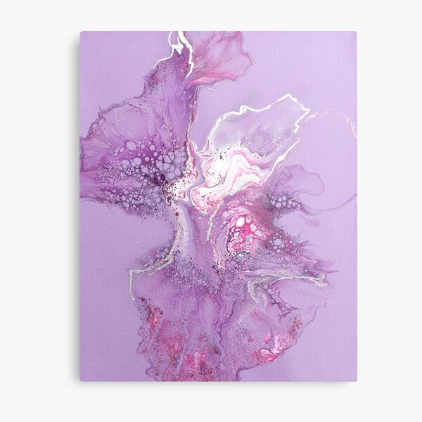 Purple flower - Dutch pour acrylic fluid art Metal Print