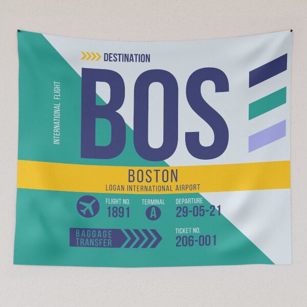 Item preview, Boston (BOS) Airport Code Baggage Tag designed and sold by SLAG-Creative.