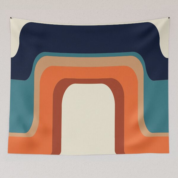 Item preview, Mid-Century Modern Meets 1970s Orange and Blue Rainbow designed and sold by MonstersMashU.