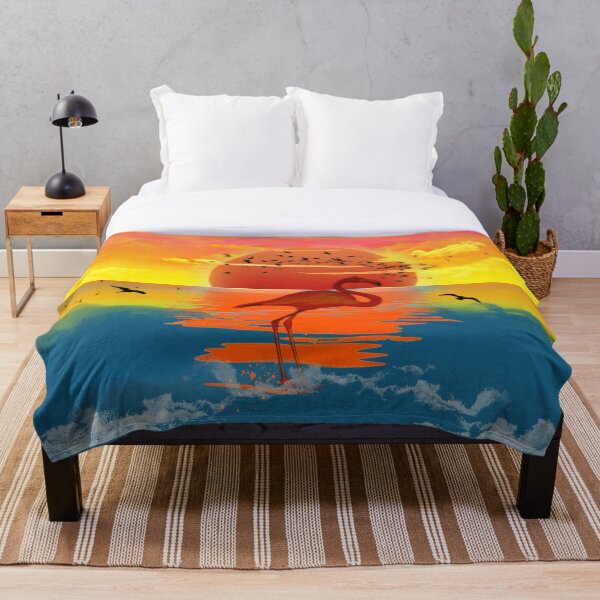 Item preview, Flamingo With Sunset View Throw Blankets designed and sold by John Andrew.