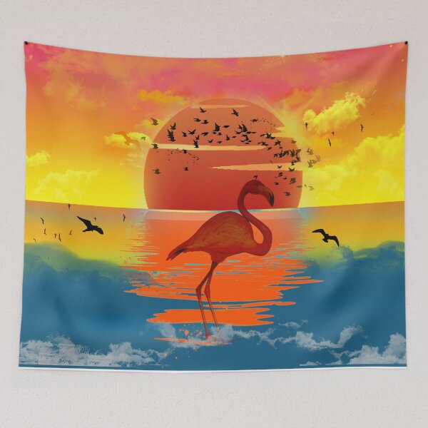 Item preview, Flamingo With Sunset View Throw Blankets designed and sold by John Andrew.