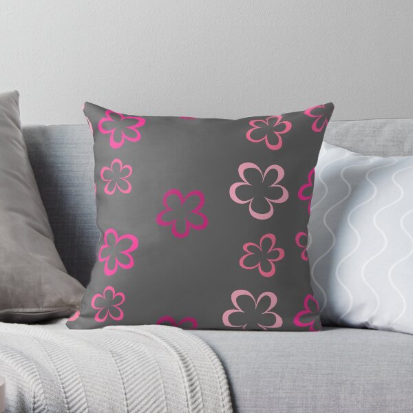 Funky Pink Retro Flowers Sticker Pack Throw Pillow