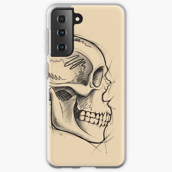 Illustrative Tattoo Skull Sketch Art - Black Ink Samsung Galaxy Soft Case