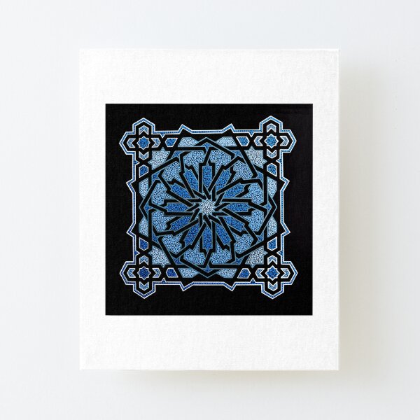 Blue mosaic - dot geometry art Canvas Mounted Print