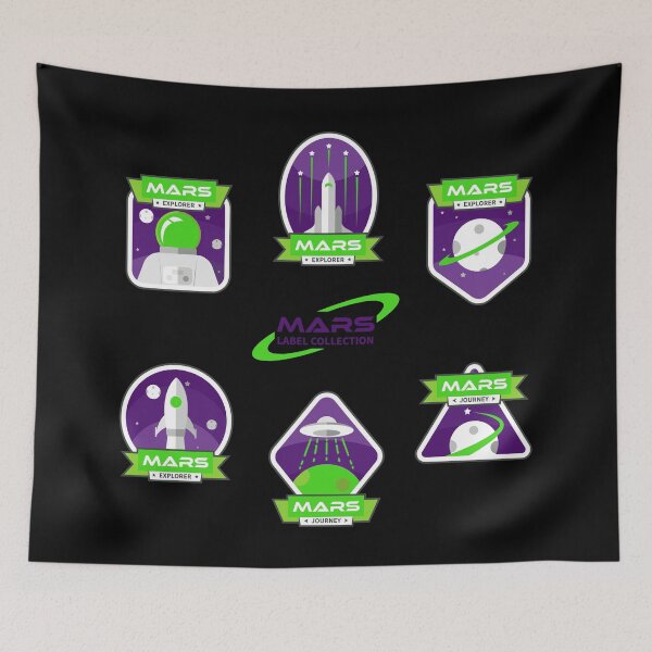 Item preview, Mars Mission Space Sticker Pack - Green and Purple designed and sold by NoMatterLab.