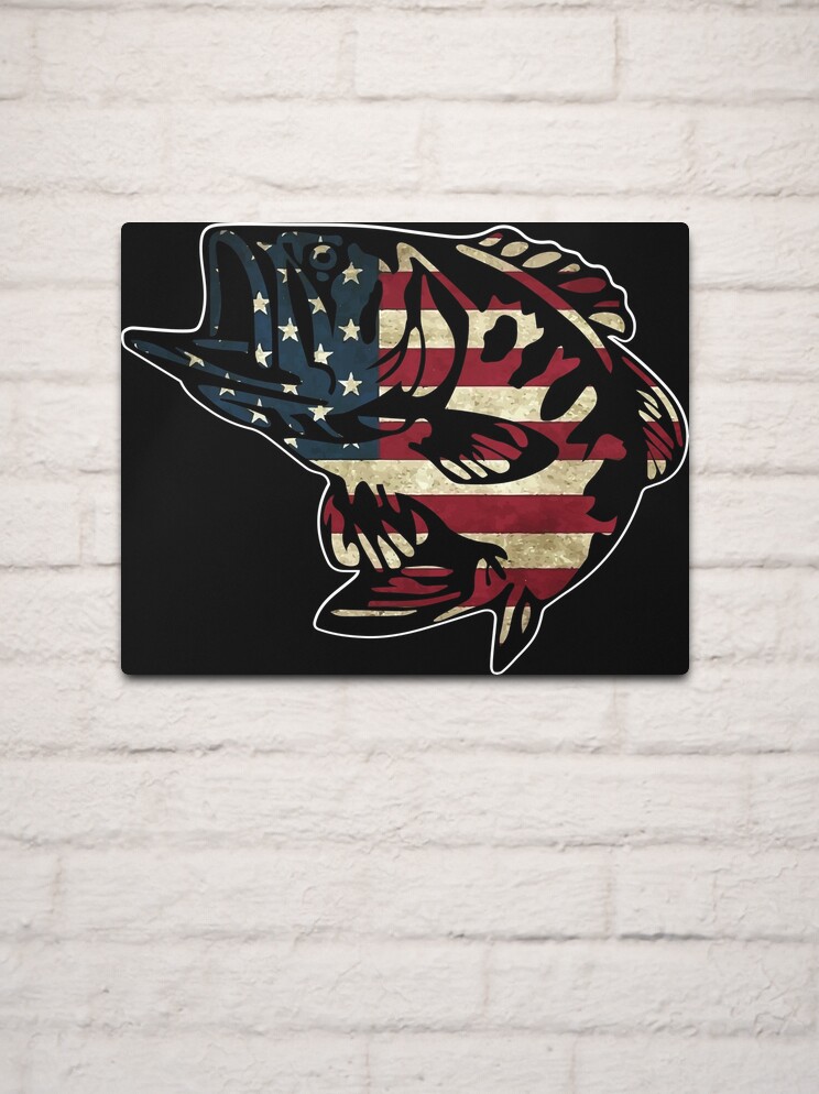Bass Fish USA Flag, Fishing Patriotic  Metal Print for Sale by Graphic  Master