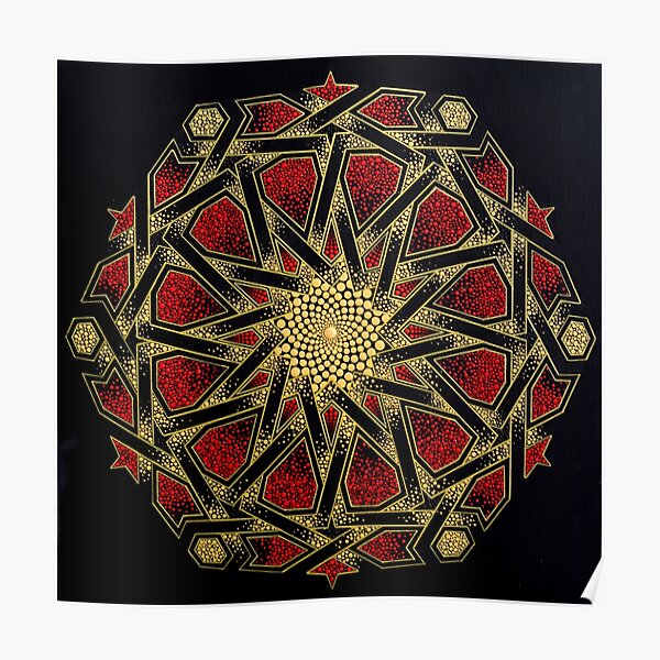 Golden mosaic - Geometric dot art Poster