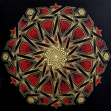 Artwork thumbnail, Golden mosaic - Geometric dot art by ImaaniArt