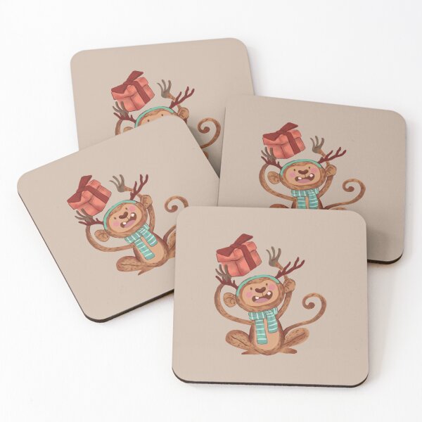 Artikelvorschau, Kleiner Affe mit Geweih und Weihnachtsgeschenk entworfen und verkauft von archmar.
